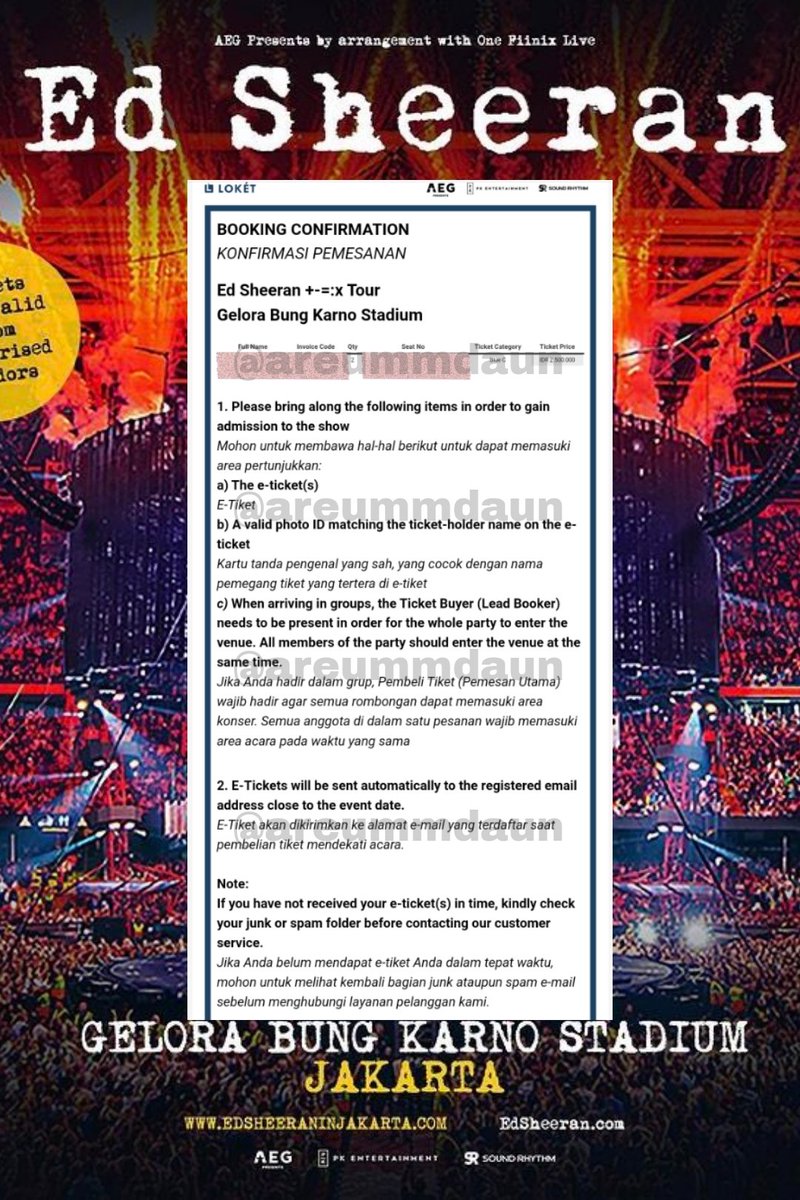areummdaun's tweet photo. 💥 PROOF &amp; TESTIMONI JASTIP @areummdaun 💥

Ed Sheeran +-=:× Tour in Jakarta

Blue C https://t.co/TZpJMOkBwo