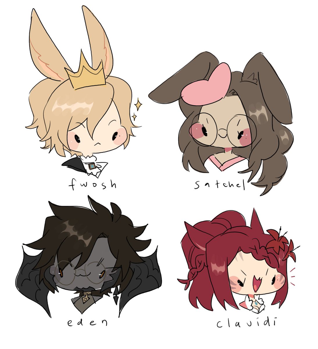 avatar (ff14) animal ears glasses viera rabbit ears multiple boys miqo'te blonde hair  illustration images