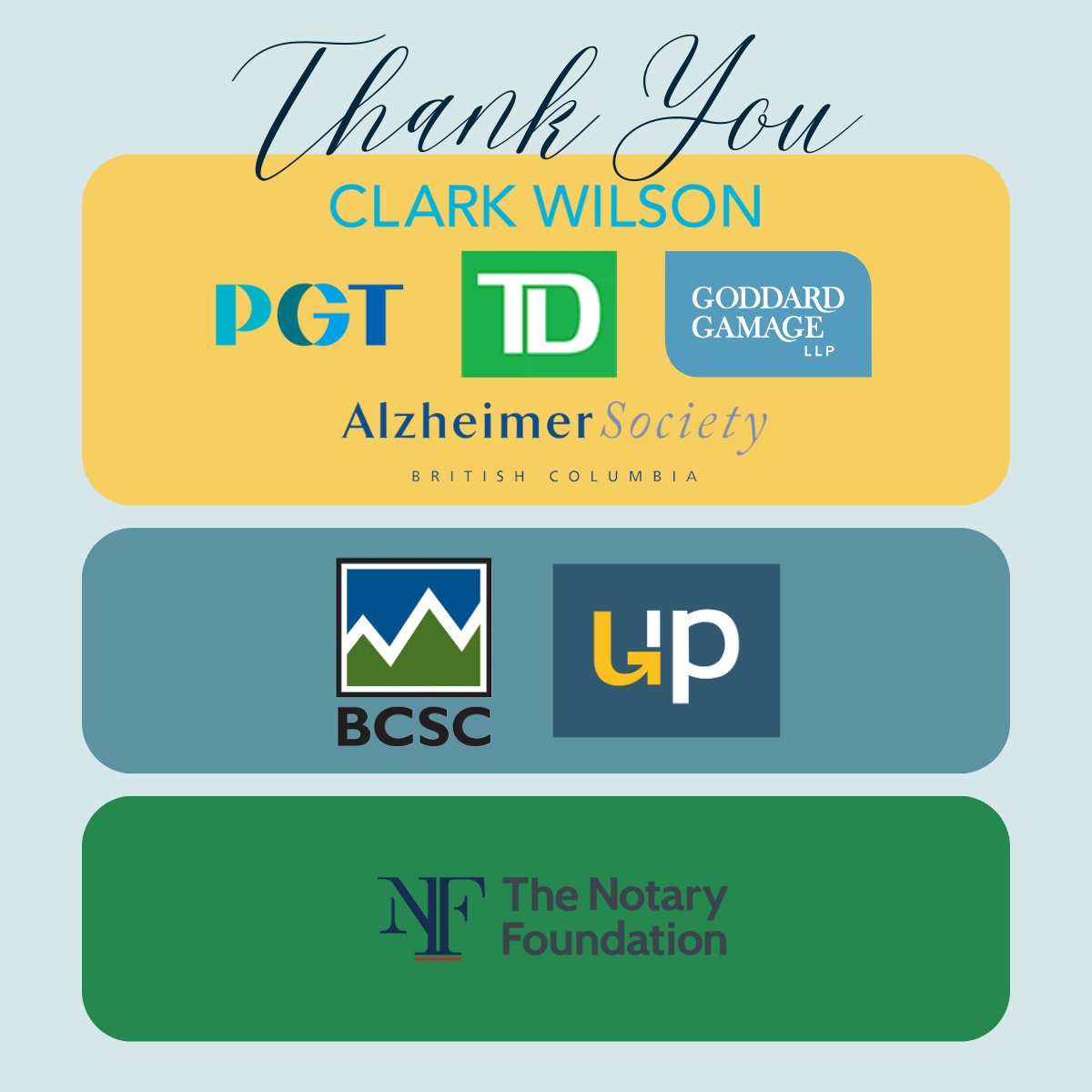 The 2023 Canadian Elder Law Conference is this week!
A special thanks to our supporters: Goddard Gamage LLP, <a href="/ClarkWilsonLLP/">Clark Wilson LLP</a>, Public Guardian and Trustee, The Notary Foundation, <a href="/TDWealth/">TDWealth</a>, <a href="/BCSCInvestRight/">BC Securities Commission (BCSC)</a> , Up Legal Group LLP and <a href="/AlzheimerBC/">Alzheimer Society of B.C.</a>. Learn more: t.ly/Ye6rh
