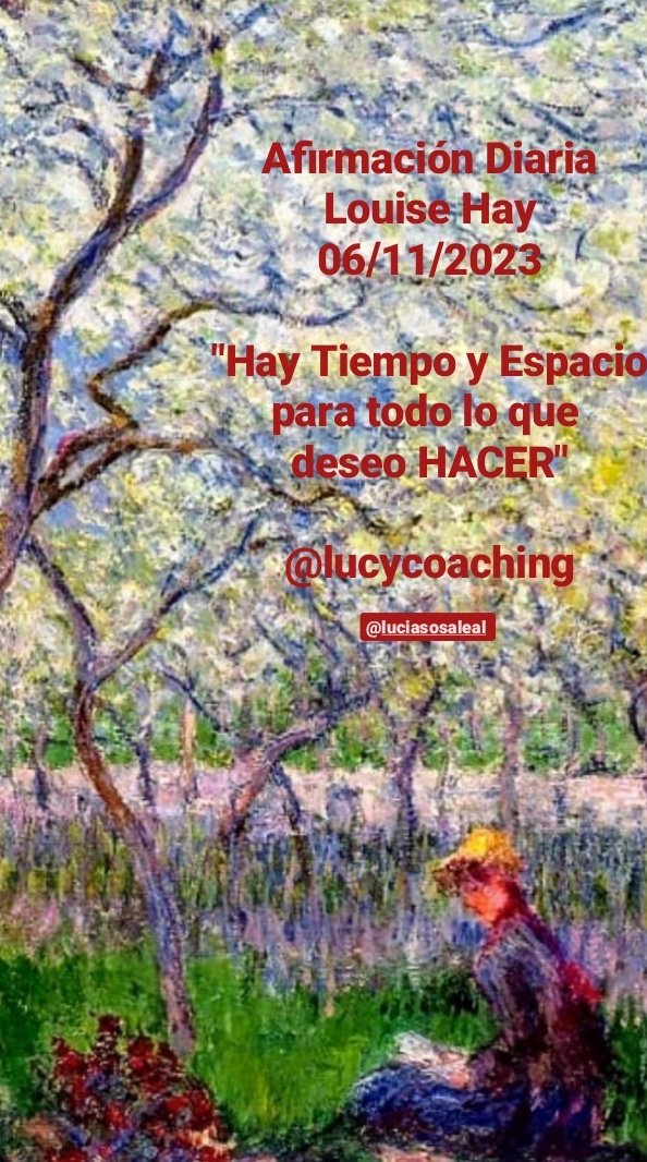 luciasosaleal's tweet photo. Afirmación Diaria
Louise Hay
06/11/2023
"Hay Tiempo y Espacio para todo lo que deseo HACER"
@lucycoaching por #IG
#AfirmaciónDiaria
#LouiseHay
#06Nov2023
#Ser #Estar #Sentir #Amar #Afirmar #Hacer #Amor #ElAmorSana #SoyTuCoach #CoachingOntológico https://t.co/XjEdxnQbxX