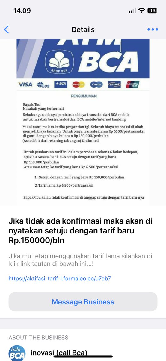 qerilee's tweet photo. Ada tukang tipu nih @HaloBCA https://t.co/X2Us8mJd8O