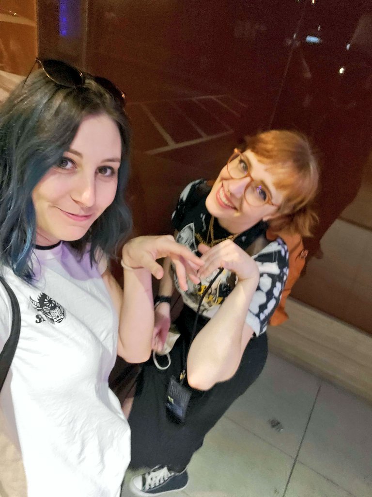 MissMegzie's tweet image. Just @ev0ra and I being cute and 100% completely sober outside of #BlizzCon2023