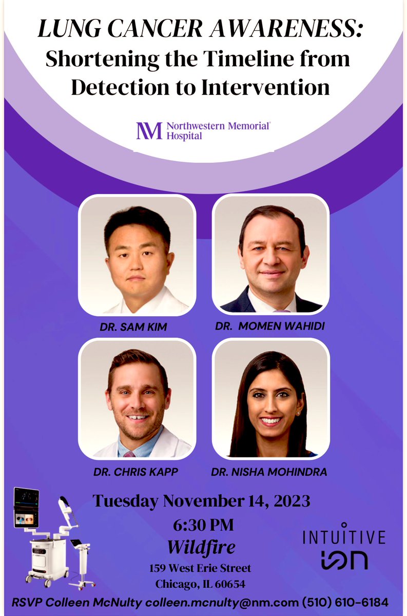 Chicago area physicians- please come join us for a free event discussing the pathway of #LungCancer from nodule to treatment. This should be a great event promoting #LungCancerAwarenessMonth