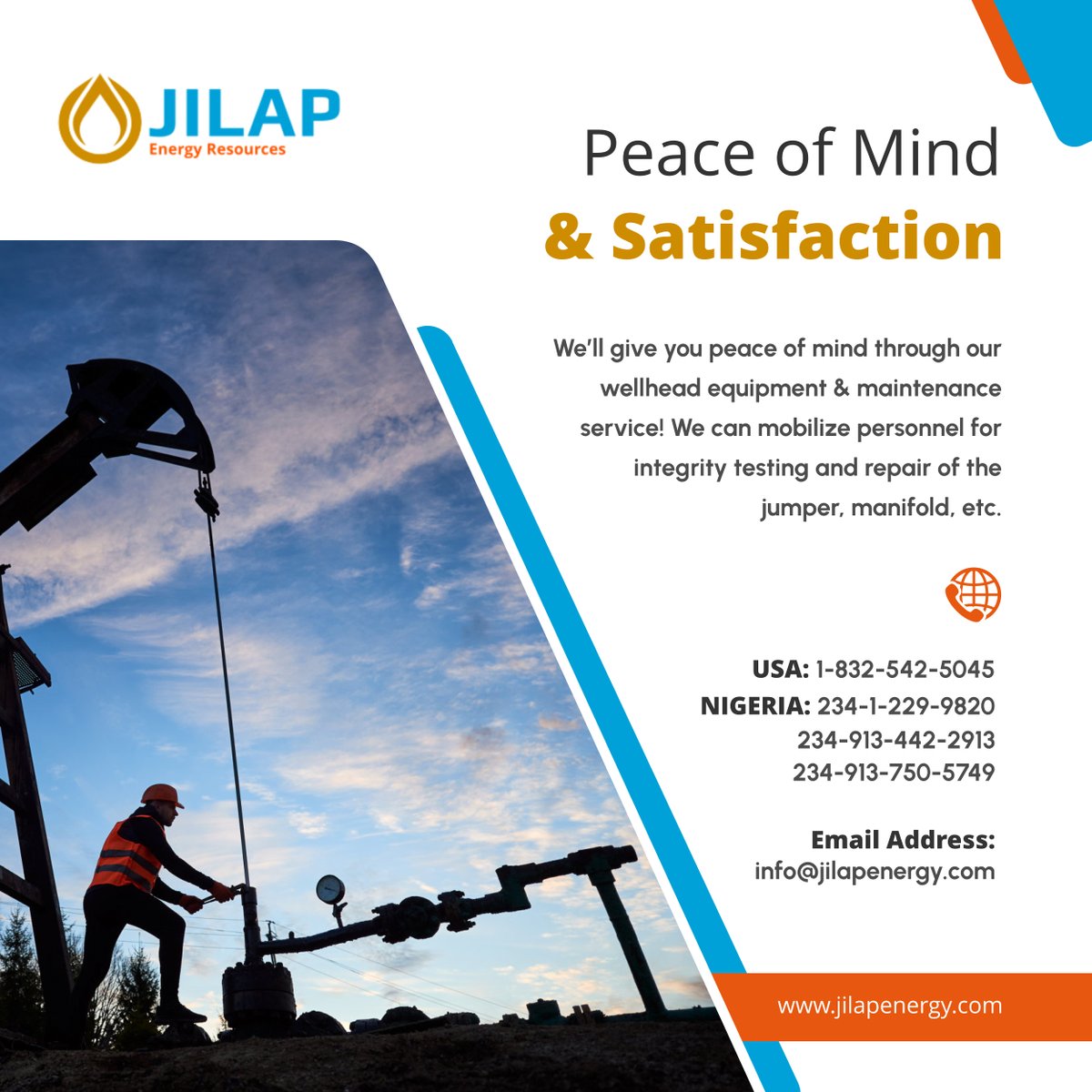 jilap_energy's tweet image. You can count on JILAP Energy Resources for wellhead and subsea equipment design, operations, and maintenance. We can mobilize for functional testing and preventive maintenance of different equipment.

#MaintenanceService #OilAndGasSolutions #RichmondTX