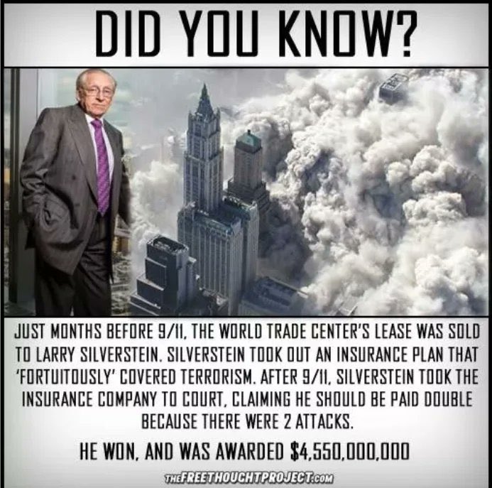 666isMONEY's tweet image. Silverstein (owner of the Twin Towers &amp;amp; Building 7) benefited from 9/11 so did Israel 🇮🇱 #PullIt