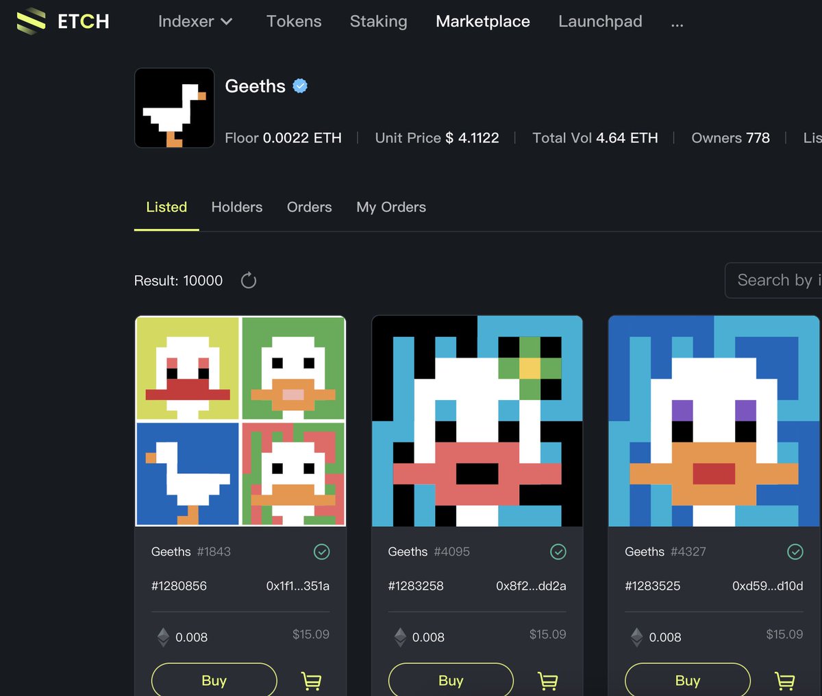 eths 的大鹅也被扫起来了， 大鹅的社区文化确实是真的让人佩服，很融洽。  别的项目如果是BTC和ETH同时存在两边就会掐架，但是大鹅并没有，反而当时是支持去部署的。 大家都很清楚，任何一方的出现都在共同推进整个社区的发展。  「鹅城文化」 #goosinals #ordi #eths #sats