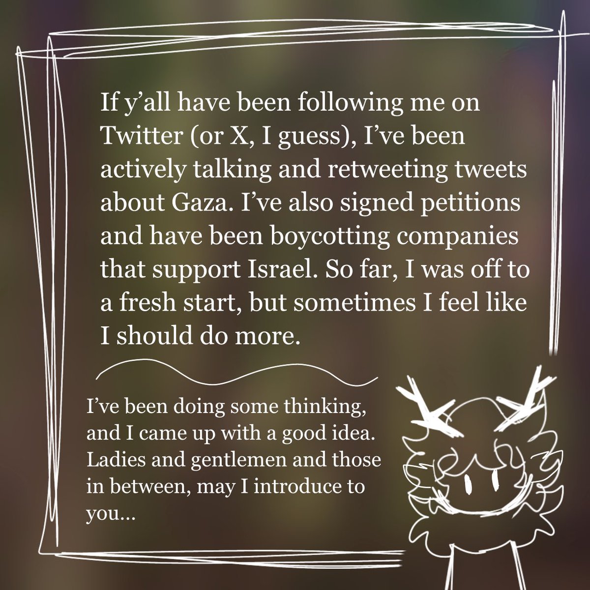 heavenlycryptid's tweet photo. I got two announcements today, but the first one is something I’m sure is very important! (1/3)

[ #CeasefireNOW #freepalestine #critterboardproject ] https://t.co/WP4c8KHqZU