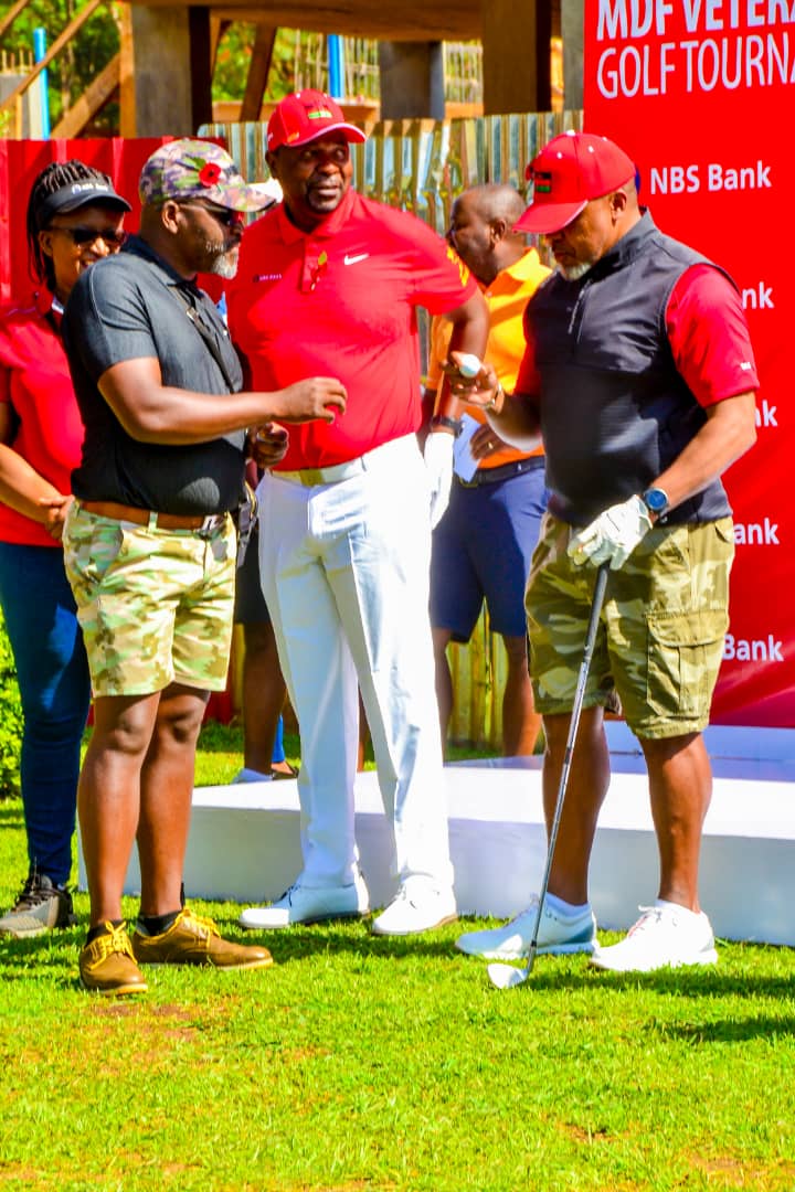 christkachiguma's tweet photo. ... With the State President Dr Lazarus Chakwera and the State Vice President Dr Saulos Klaus Chilima during Military Veterans Thanksgiving Golf Tournament 2023..
#golfisourgame
#weplaygolf https://t.co/xO7WU7LFte