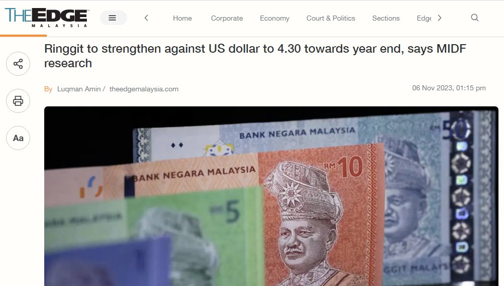 pipsnticks's tweet image. #MIDF always remain optimistic about local equity ( $KLCI )&amp;amp; currency ( $MYR ) &amp;amp; most of the times , NEVER hit thier target 

It's only less than 2 months away for $USDMYR to move back up to 4.3s , which particular year end ? 2024/25/26/27 ?

$MYR , what a nice pullback @ WEEKLY