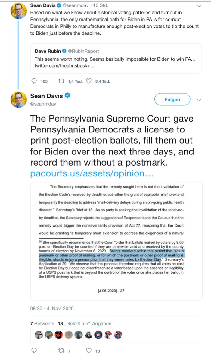 seanmdav's tweet photo. According to a new investigative report by @JudiciaryGOP, we know for a fact that DHS/CISA and its censorship regime, in concert with corrupt third-parties and Big Tech apparatchiks conspired to target and censor me specifically.

Just days before the 2020 election, I reported on a Pennsylvania Supreme Court decision that allowed late ballots without a postmark to be counted as valid ballots. I took a screenshot of the opinion, quoted it, and provided a link to the court decision. Twitter censored my post at the time and falsely claimed I was “misleading about an election or civic event.”

We noticed it when it happened and called it out immediately. Now we know why it happened: DHS/CISA specifically targeted me, complained that the reach of my tweet was “viral” and “growing exponentially” and then demanded that it be censored by Twitter. You read that correctly: our own government had a temper tantrum that my indisputably accurate tweet was gaining traction and calling into question the integrity of the officials who defied state law and allowed late, un-postmarked ballots to be counted. Our own government demanded that Twitter violate 1st Amendment right to speak and to report the news, and they demanded that Twitter violate your right to consume news in the middle of an election.

We know when they targeted me, why they targeted me, and we even know the name of the third-party researcher they used as a censorship middleman to launder government censorship. 

They lied about my tweet, they lied about the facts, and they shredded the Constitution. The damage done by these illegal censorship activities is incalculable. To me, to my publication @FDRLST, to all of our readers and followers, and to our country writ large. 

This is how a republic ends: not with a bang, but with illegal simp censorship. https://t.co/ktlqeOFMw3