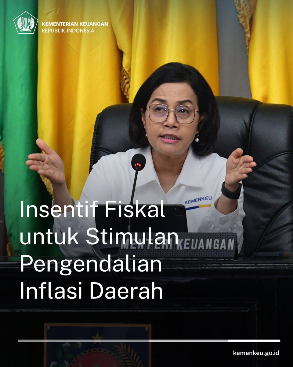 KemenkeuRI's tweet photo. Ekonomi Indonesia tumbuh positif  dan laju inflasi aman terkendali. 💪

Sebagai apresiasi, diberikan insentif fiskal untuk kinerja daerah, termasuk yang berhasil menjaga stabilitas harga di daerahnya.

Seperti apa? https://t.co/8JQ6DhdjEl