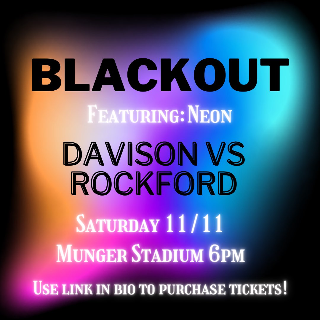 Where are you gonna be this Saturday Cards? Correct answer: ROCKFORD! 
Saturday 6pm it’s BLACKOUT ft Neon paint and glow sticks if ur feelin extra
#davisoncardinalsfootball #GoCards