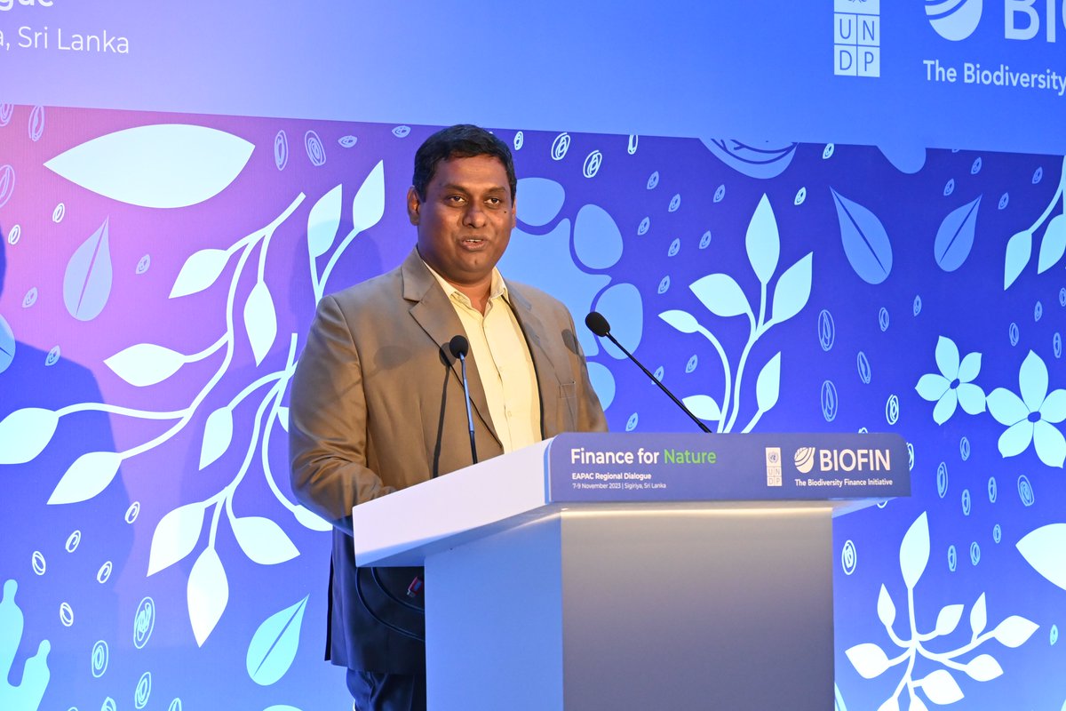 UNDPSriLanka's tweet photo. .@Ramithalak Project Manager @UNDPbiofin formally opens the Euro-Asia Pacific  Dialogue 2023 in #SriLanka 🇱🇰, a unique gathering to catalyze more urgent action to conserve nature &amp; the web of life.

#BiodiversityFinance https://t.co/CdnlyKVSRG