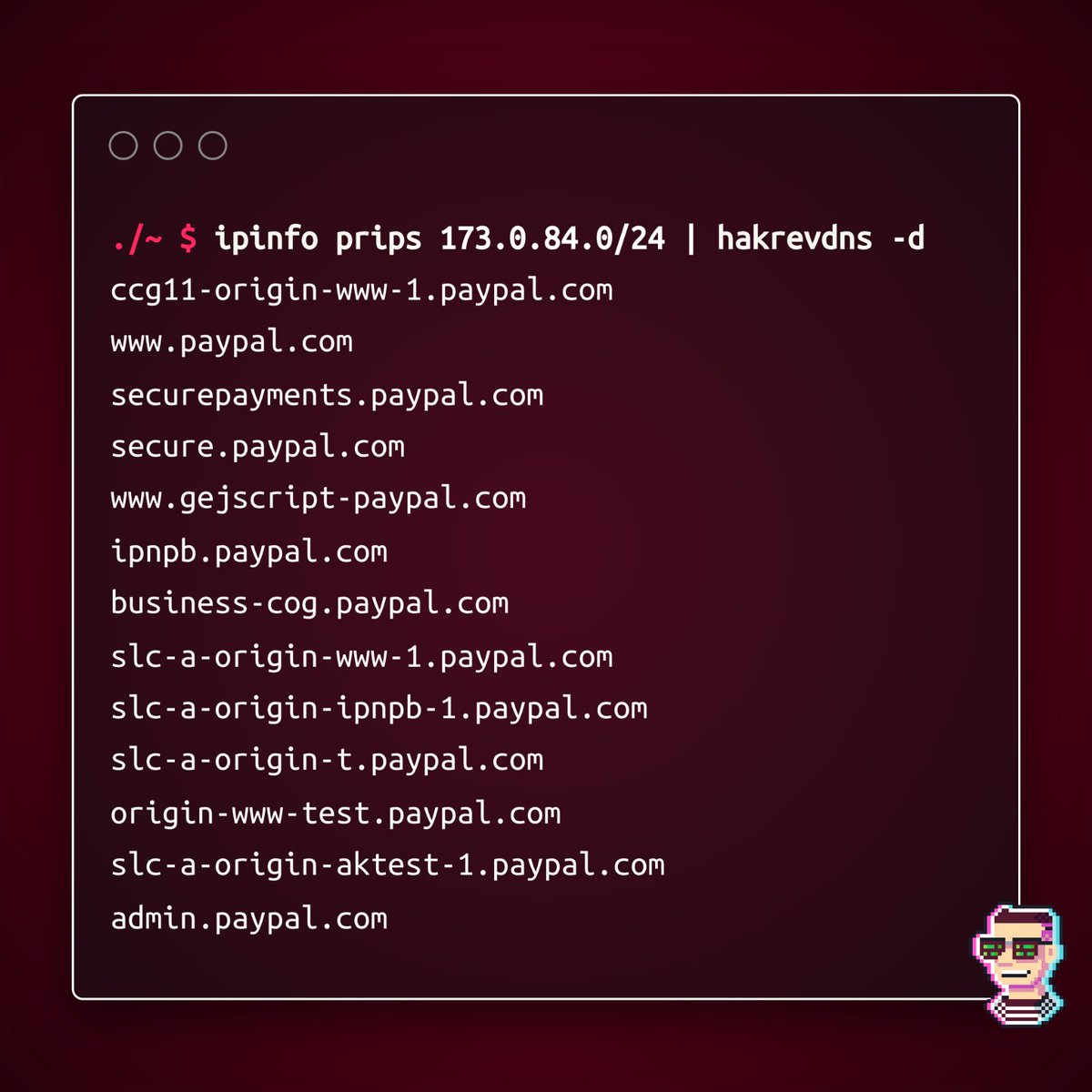 IPs go in ---&gt; hostnames come out! 🚀

Useful for finding domains and subdomains belonging to a company from their IP addresses! 

Install now. Link in thread 🧵👇