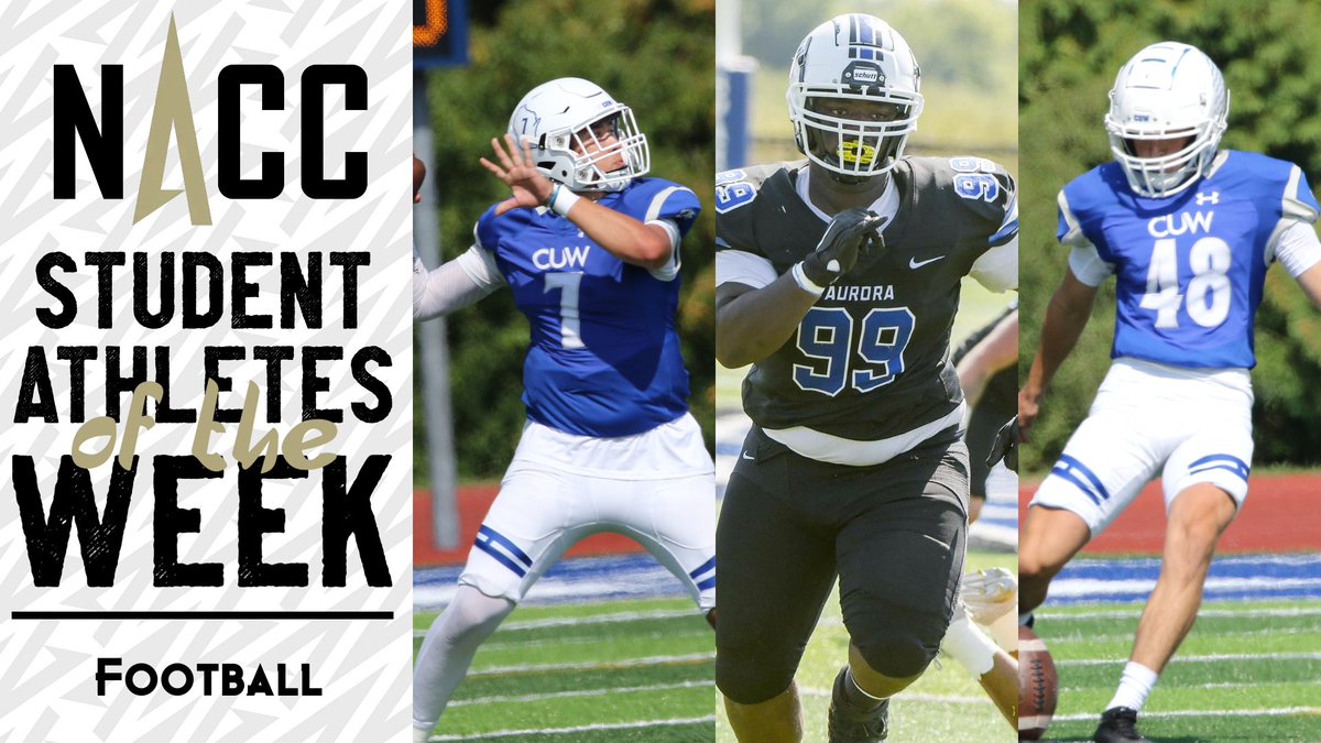 #NACCfb 🏈 | NACC Football Weekly Honors to @AU_Spartans' Jordan, @CUWFalcons' Navis and Purkey 📰: naccsports.org/news/2023/11/7… #NACCtion #d3fb