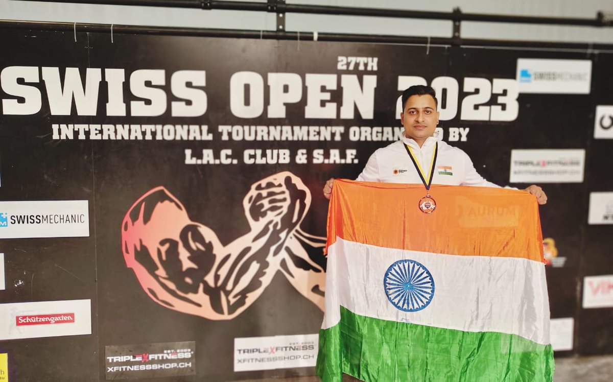 JindalPanther's tweet photo. We're thrilled to share the incredible achievement of our very own Shrimant Jha, who has emerged as a shining star for India on the international stage securing a bronze medal at the #SwissParaArmwrestlingChampionship2023!
#JindalPanther #JSP #SpeedStrengthFlexibility https://t.co/uZSR7hBI4w