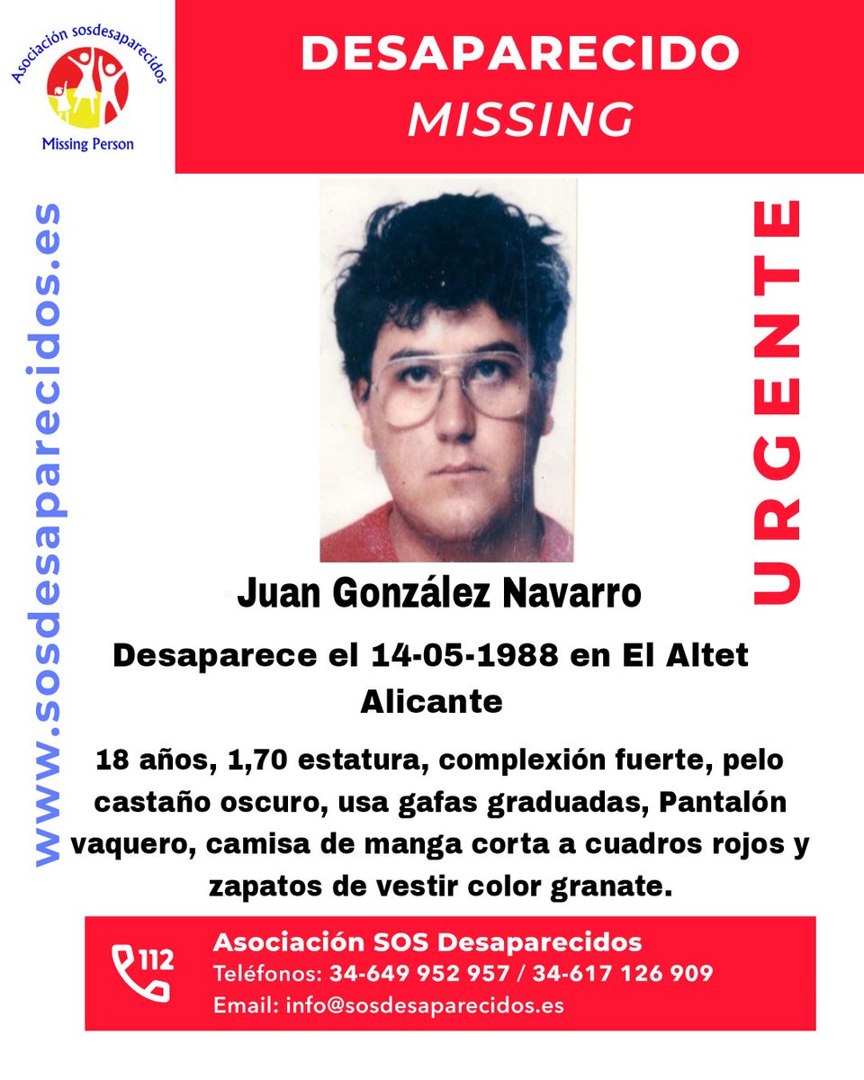 sosdesaparecido's tweet photo. 🆘 DESAPARECIDO
Continúa desparecido 1988
#desaparecido #sosdesaparecidos #Missing #España #ElAltet #Alicante
Fuente: sosdesaparecidos
Síguenos @sosdesaparecido https://t.co/hWZpfApX41