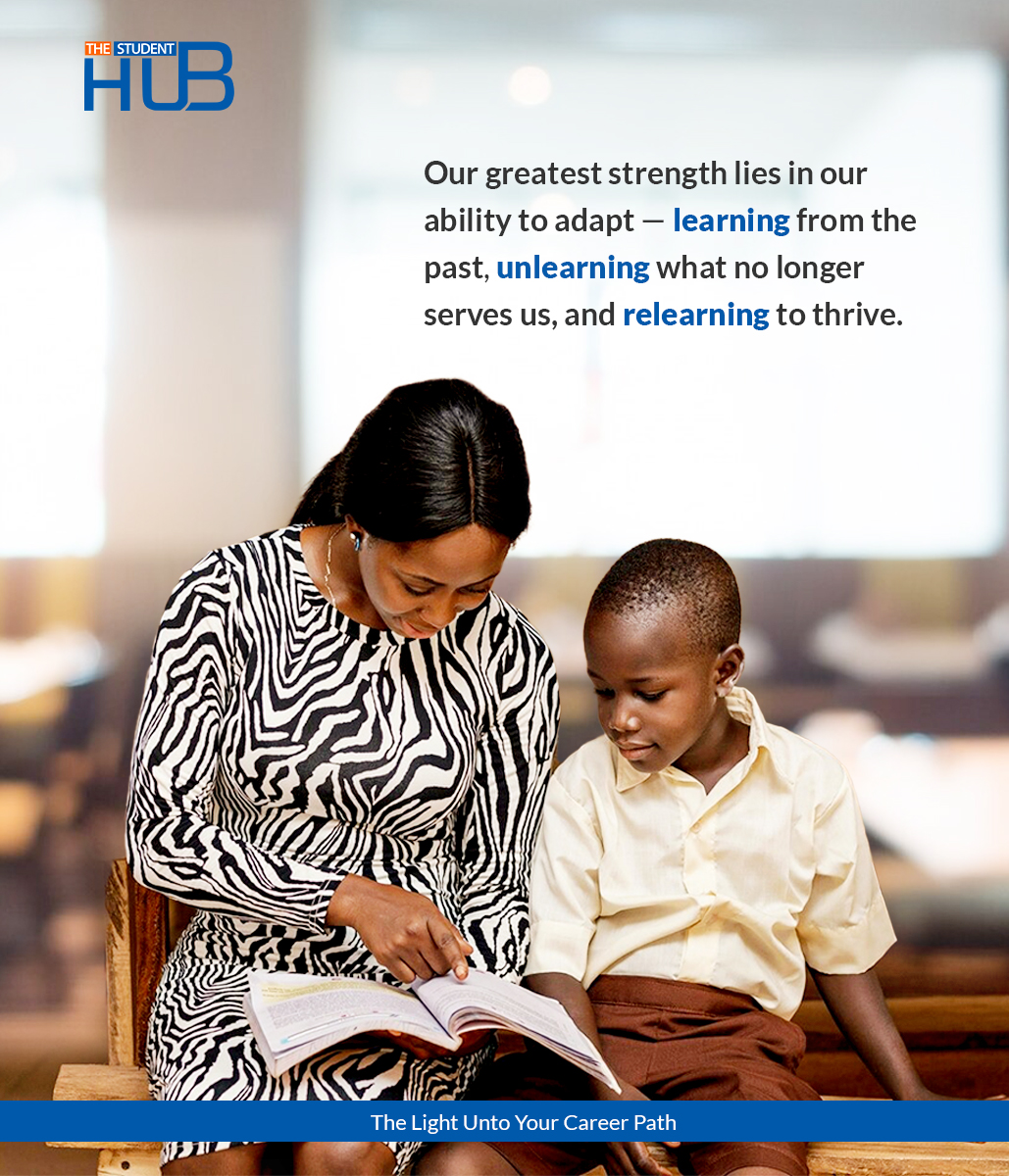 TheStudenthubUg's tweet image. Our greatest asset is our adaptability. We draw wisdom from the past, unburden ourselves from the irrelevant, and embrace relearning to thrive. In this ever-evolving world, adaptability is our key to success. #Adaptability #LearnUnlearnRelearn @agrosupplyug @EducateOrg