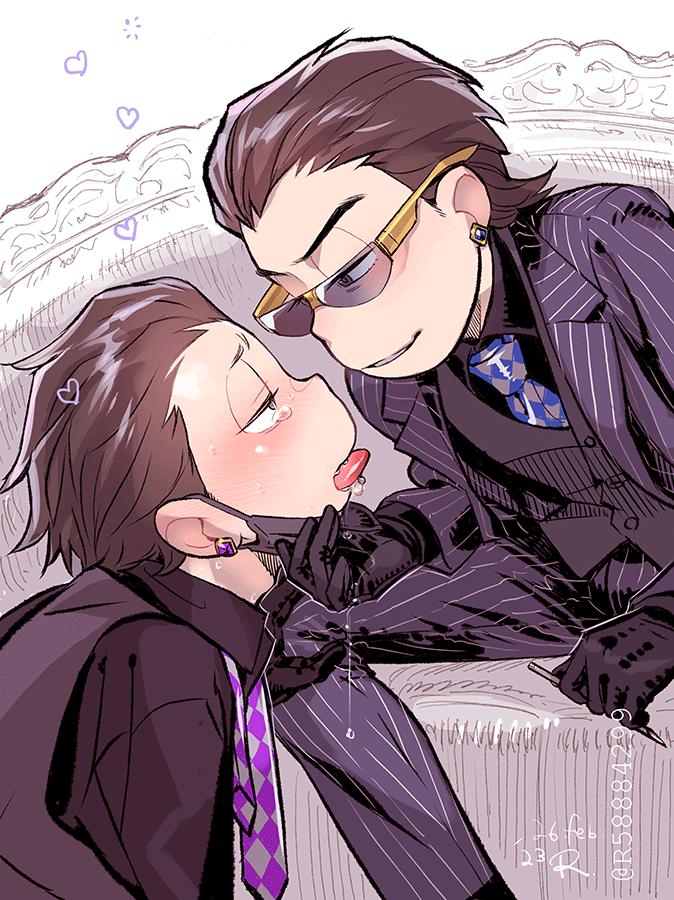 これは一カラのチンくんとオーナー再掲 どちらもリクエストを頂いて描いたものです💜💙大感謝