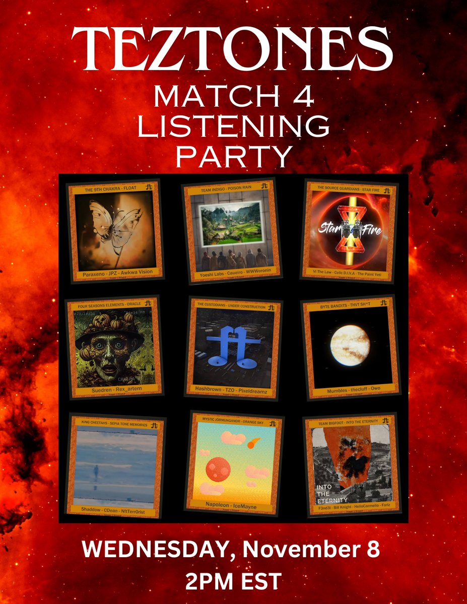 stateofdiva888's tweet photo. @TezTones Match 4 is here! 

To celebrate, come see all 9 team’s pieces at our weekly Artists & Friends Catch Up for a listening party in @Spatial_io 🎶

Wednesday 11/8 
2PM EST

Join here 👇🏾
https://t.co/Z81RO2Mjo4

Voting still open til 11/11
https://t.co/XMmMcan29o

Collect here 👇🏾
https://t.co/9iF5eYyrpJ