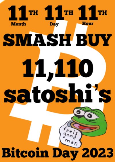 Let’s get #BitcoinDay trending and get everyone to smash buy 11,110 satoshis on Armistice Day. #Bitcoin ends central bank wars!