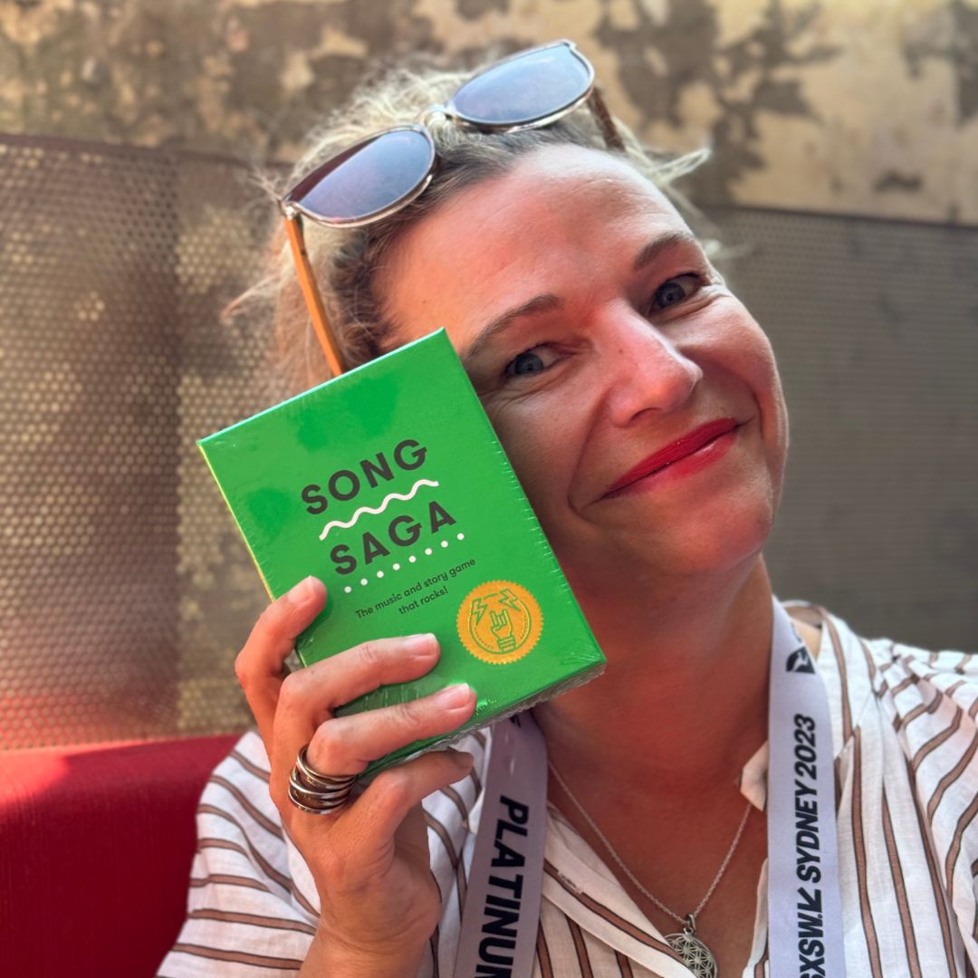 Helen rocks the box. ❤️ 🟩 🤘 #songsaga - Get yours at song-saga.com #sxswsydney