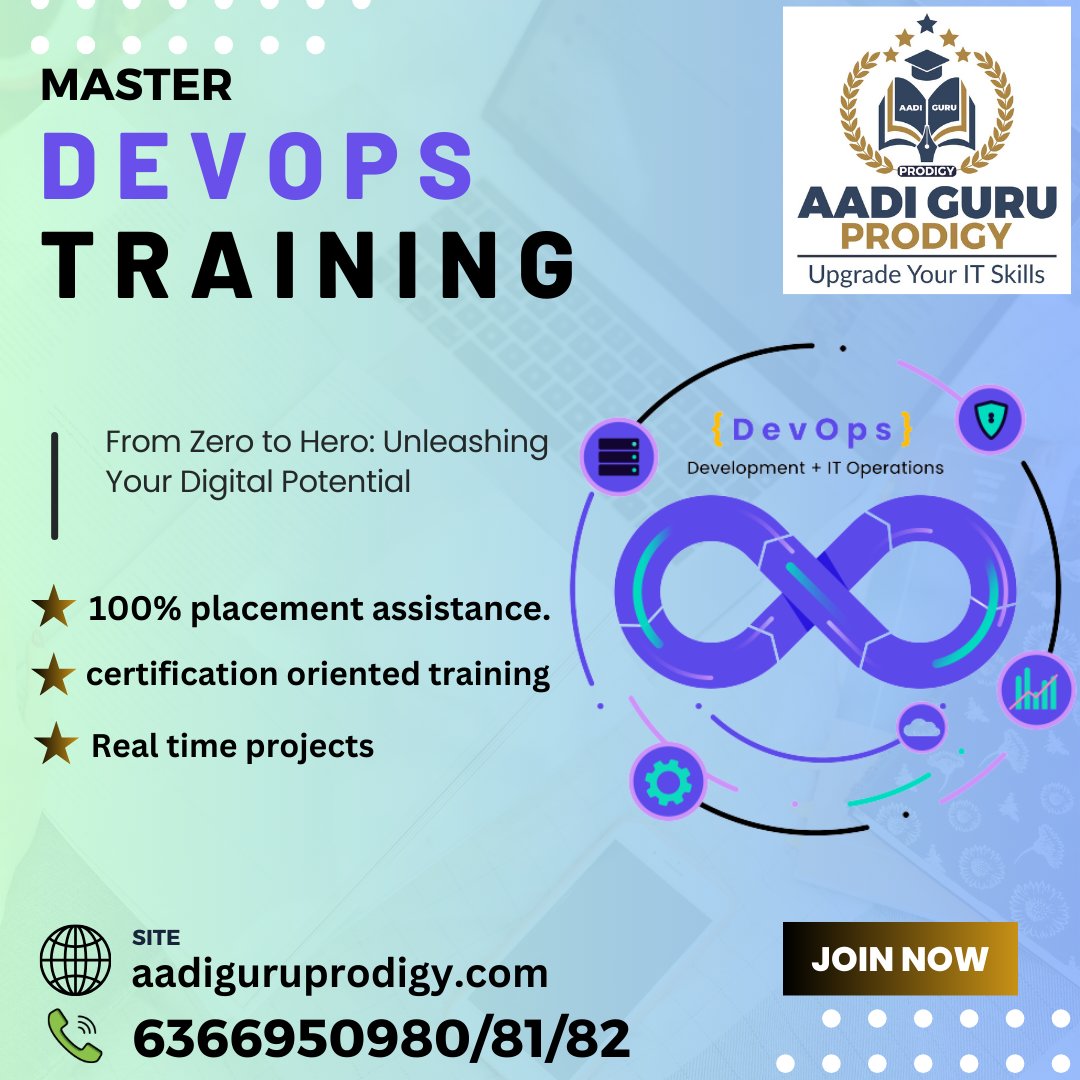 '🚀 Elevate Your Tech Career with Aadi Guru Prodigy - DevOps Mastery! 💻🌐' 
'Unlock the full potential of DevOps with our comprehensive training course. ready for the challenges of modern IT.' 
Register Now: buff.ly/3QSsNrb
