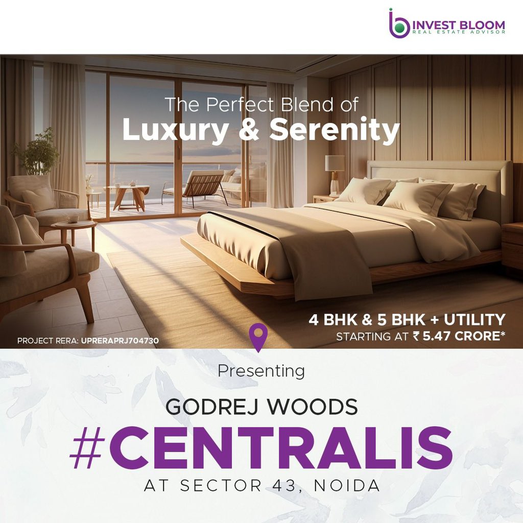 bloom_invest's tweet photo. Are you looking for a luxurious apartment in #Noida?
#GodrejWoodsCentralis offers 4 and 5 BHK bedroom apartments + Utility in noida.
Visit us: https://t.co/b8Pe9Sgh7c
#godrej #realestate #Investment #Investing #Invest #ResidentialProperty #Property #InvestBloom https://t.co/LCGxVXTwfC