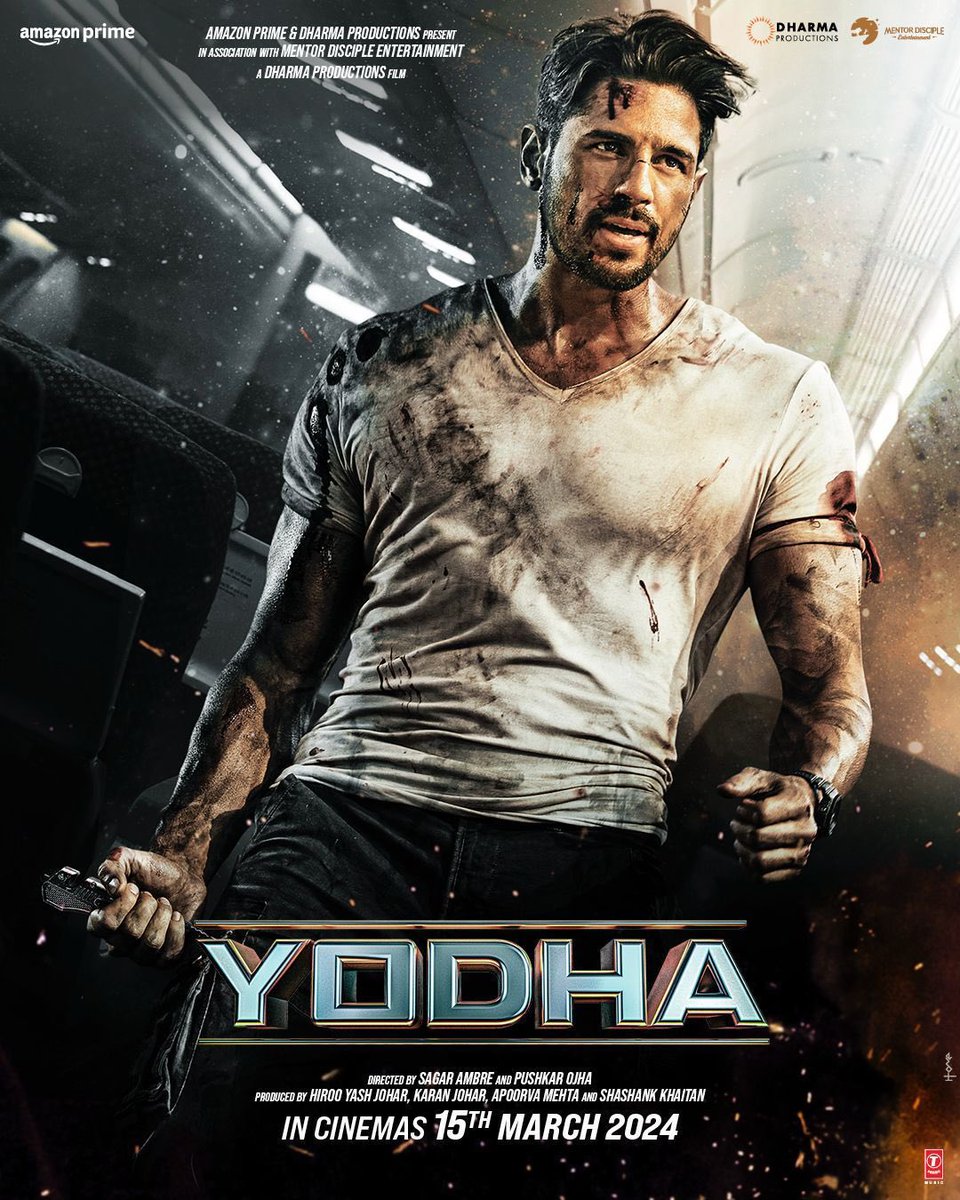 SIDHARTH MALHOTRA: 'YODHA' NEW RELEASE DATE... #Yodha - starring #SidharthMalhotra, #DishaPatani and #RaashiiKhanna - will now arrive in *cinemas* on 15 March 2024… Directed by #SagarAmbre and #PushkarOjha… #NewPosters…
#DharmaProductions  #AmazonPrime…