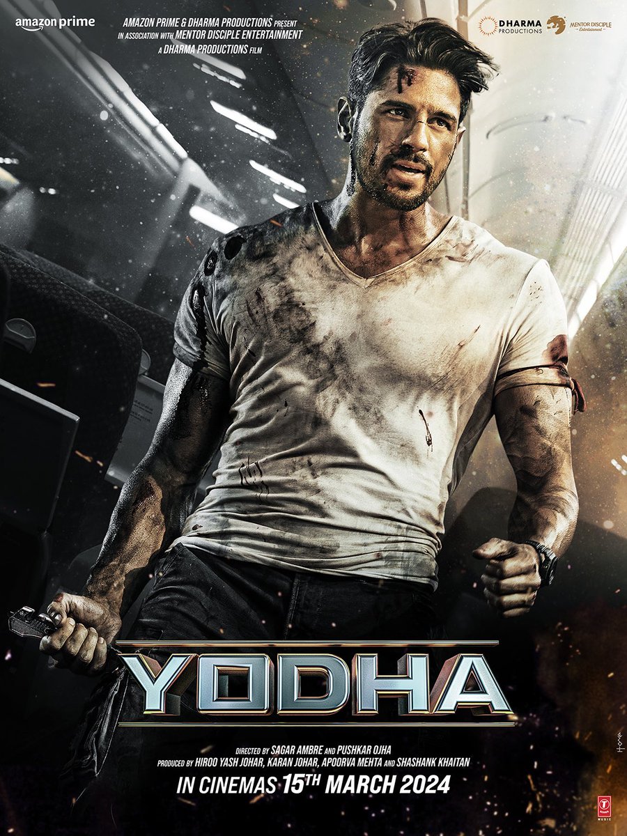 SinhaSomesh's tweet photo. #Yodha - the first action film of the franchise headlined by #SidharthMalhotra, #DishaPatani and #RaashiiKhanna - to *now* release in cinemas on 15 #March 2024!

Directed by debutant duo #SagarAmbre &amp; #PushkarOjha.

@PrimeVideoIN, @DharmaMovies and #MentorDiscipleFilms present. https://t.co/xcmLhhH9ns