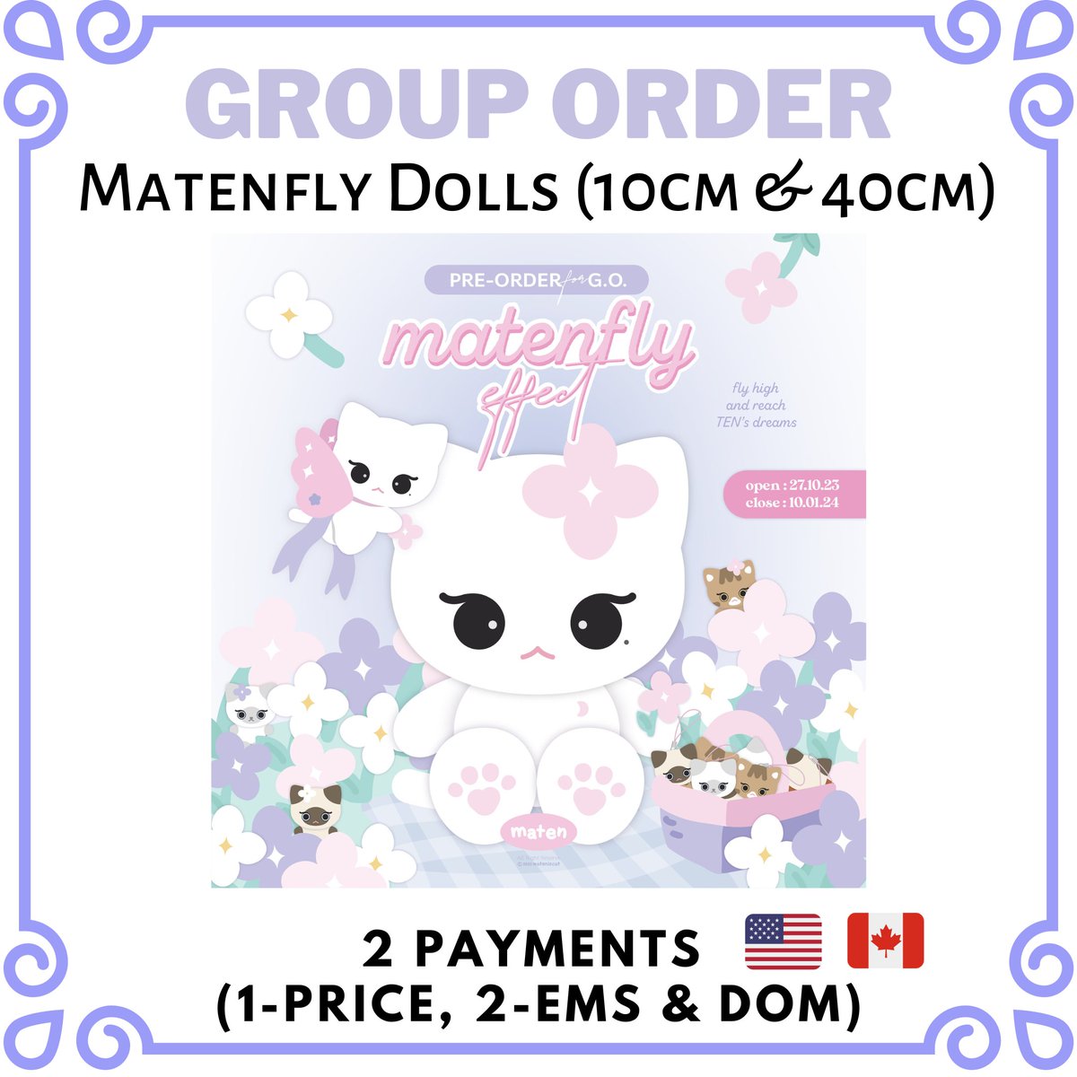 MELZPOPS's tweet photo. @mateniscat 🇺🇸🇨🇦 Matenfly Group Order by @mateniscat 
💜10cm Maten Doll Set includes: $14 each
💜40cm Maten Doll Set includes: $30 each

Closing for pre-order :    January 9, 2024 @ 10:00 PM EST

For details &amp; to join, go to form: https://t.co/jSIES6ZYsP https://t.co/k5KCspraLi