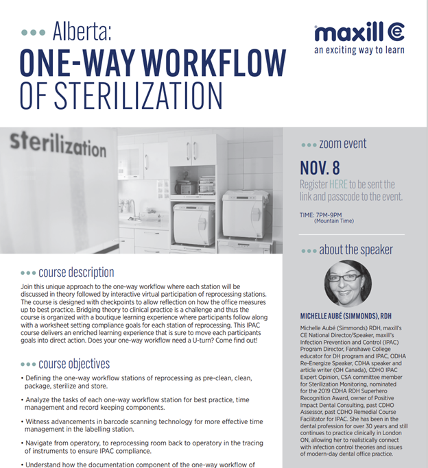 HEY ALBERTA  Make sure you get signed up for tomorrow's CE: ONE-WAY WORKFLOW OF STERILIZATION.  Link below!  

. 
. 
. 
. 
. 

us06web.zoom.us/webinar/regist…!