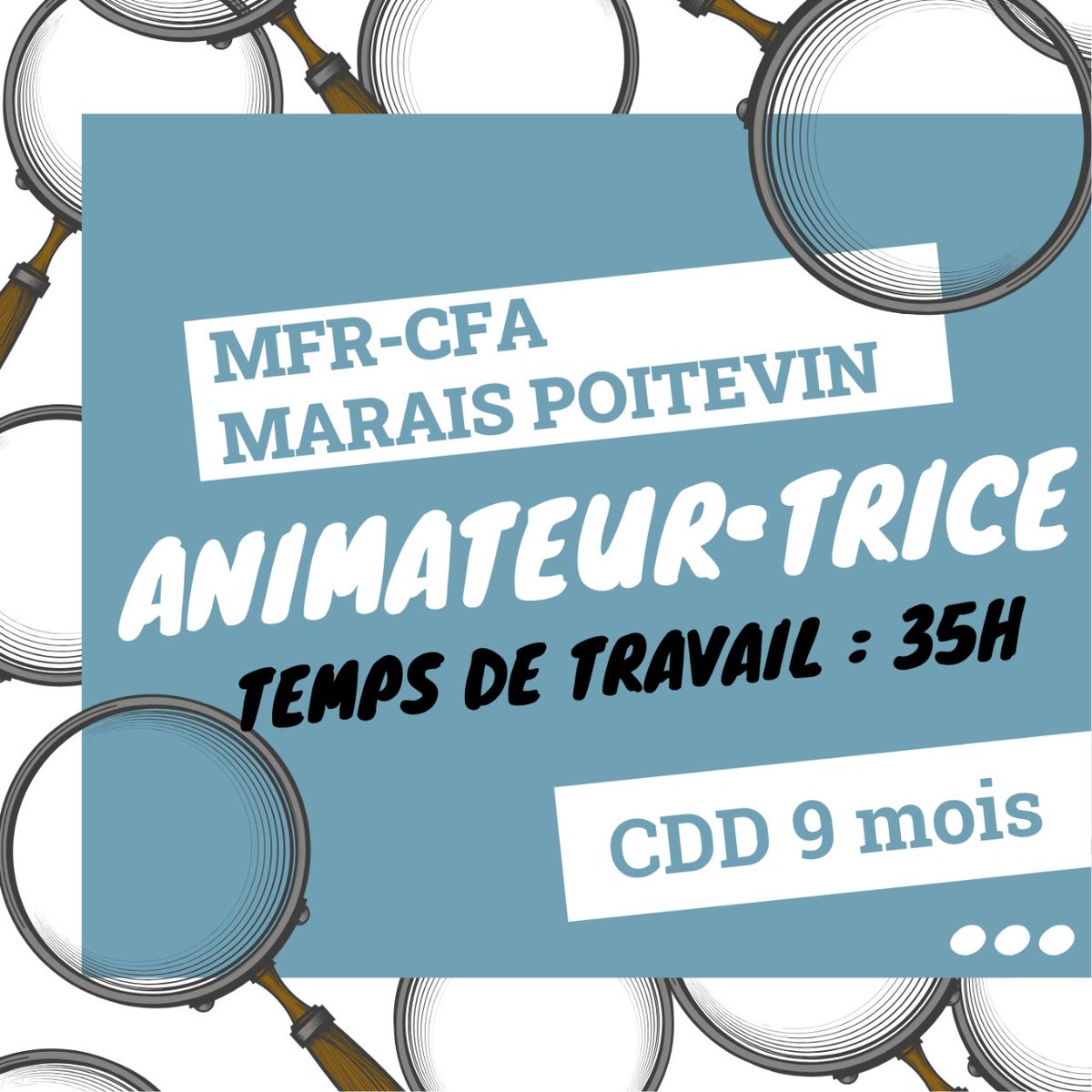 MFRPOITOU's tweet photo. 🌟 Rejoignez l'équipe de la MFR Marais Poitevin et devenez animateur ! 🌟
Si vous avez l'énergie et la passion de l'animation, cette opportunité est pour vous!
📋 Missions : Animations, aide aux devoirs 📅 Contrat : dès que possible 
Postulez à christophe.decrocq@mfr.asso.fr https://t.co/FoLnC6QM7M