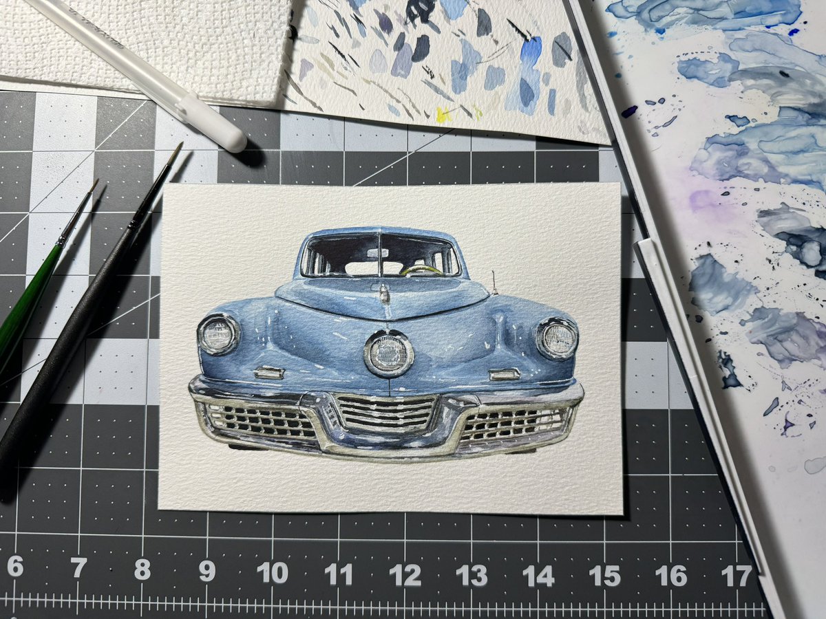 Currently working on a collection of classic car commissions. This 1948 Tucker is a fun way to kick off the series. 😌