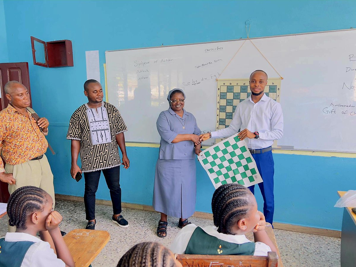 bobbyballah08's tweet photo. Chess is a game which teaches strategic planning, decision-making, problem-solving, and many other life skill, making it important that every child gets this gift. 

Representing @thegiftofchess , my team and I distributed some boards at the St. Teresa Convent Catholic School Chess Club. The St. Teresa Convent Chess Club is part of the initiative of the Liberia Chess Federation Chess-in-Education program.  

In coming weeks, we are to continue the distribution of Chess materials to several schools where Chess is being taught. 

@thegiftofchess 
@FIDEschoolChess