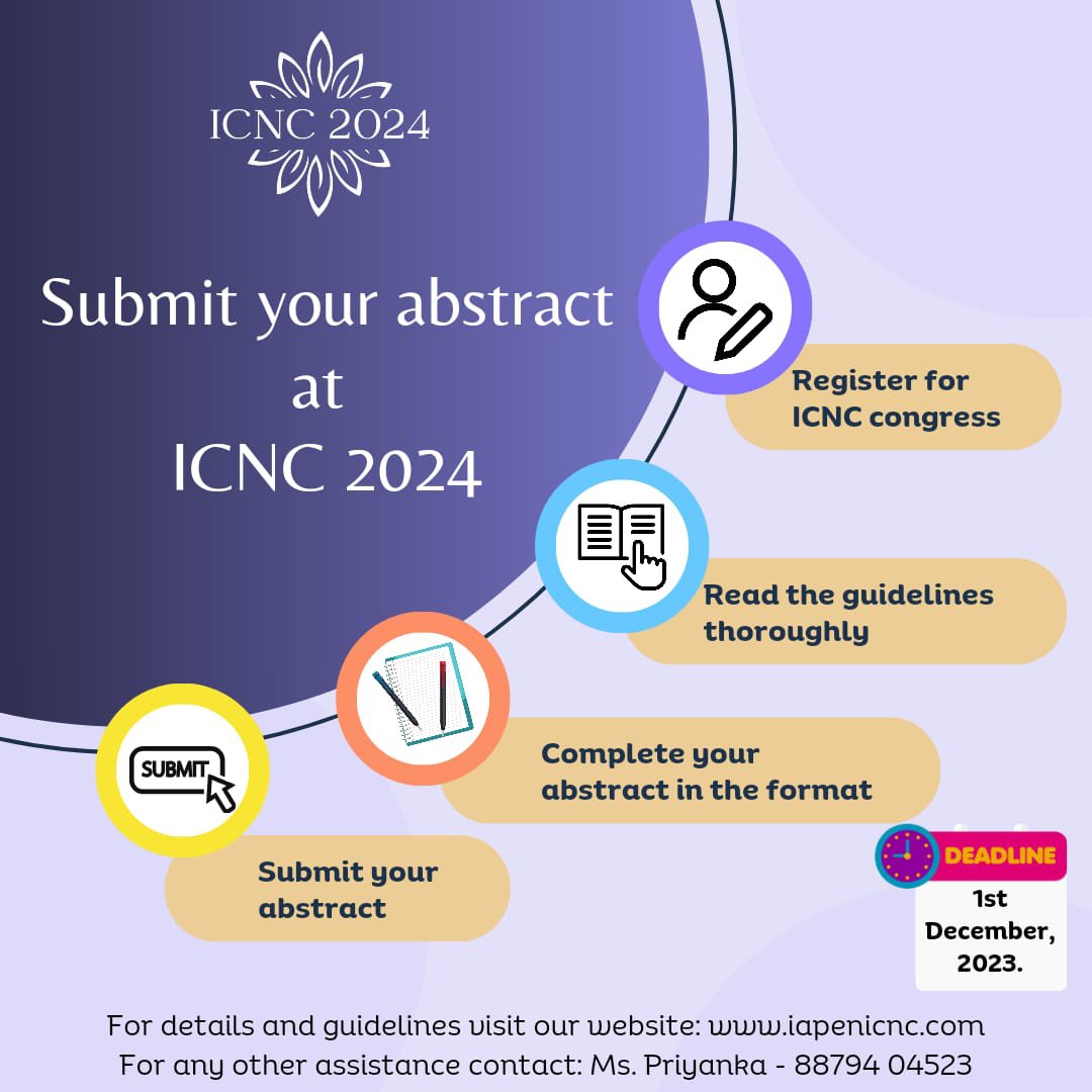 IAPEN_ICNC_2024's tweet photo. Call for Submission of Research Abstracts- IAPEN India ICNC 2024

Are you a senior researcher or a postgrad student? Are you a clinical dietitian or an academician? Are you looking for a platform to share your valuable research with the nutrition and medical fraternity? https://t.co/taZBhVuyzd