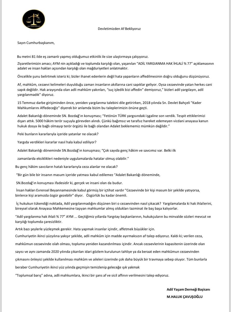 Adil yargılanmayan kader mahkumlarını anlamanız için sadece biraz empati yapmanız gerekiyor.Empati yaptığınızda haksız yere dört duvar arasında olmanın zorluğunu daha iyi anlayacaksınız ADALET çığlığımıza sessiz kalmayın
Akpartiye AffıAnlatıyoruz 
<a href="/RTErdogan/">Recep Tayyip Erdoğan</a> <a href="/Akparti/">AK Parti</a> <a href="/yilmaztunc/">Yılmaz TUNÇ</a>
