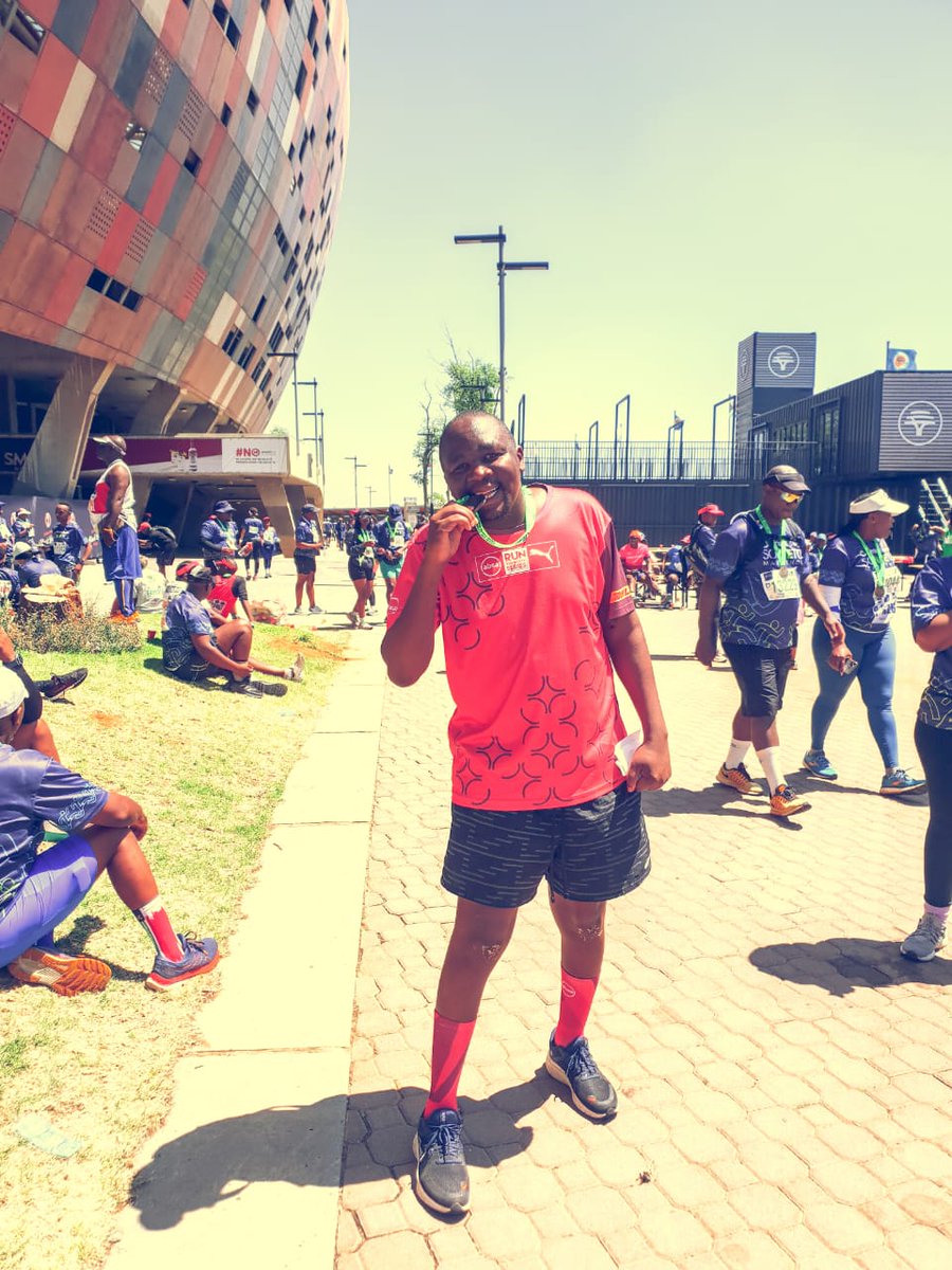 That's a sign of a victory ✌️, my second Soweto Marathon 21 KM and first 21 km after Covid 19  was not an easy one! Nevertheless, we finished stronger, still! #SowetoMarathon #SowetoMarathon2023