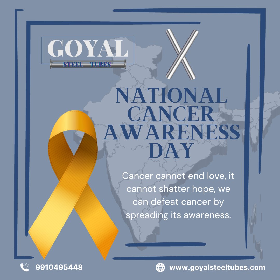 Cancer cannot end love, it cannot shatter hope, we can defeat cancer by spreading its awareness.
Happy National Cancer Awareness Day!

#mspipe #mspipes  #lowprice #lowpricemspipes #structuraltubes #industrialpipes #pipemarket   #mspipedealers #nationalcancerawarenessday