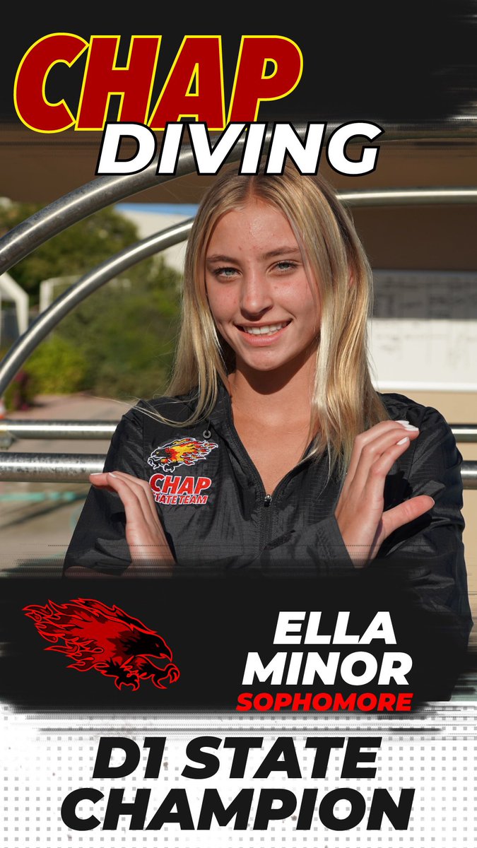 Congrats to Ella Minor D1 Diving State Champ #ChapSwim #ChapDive
