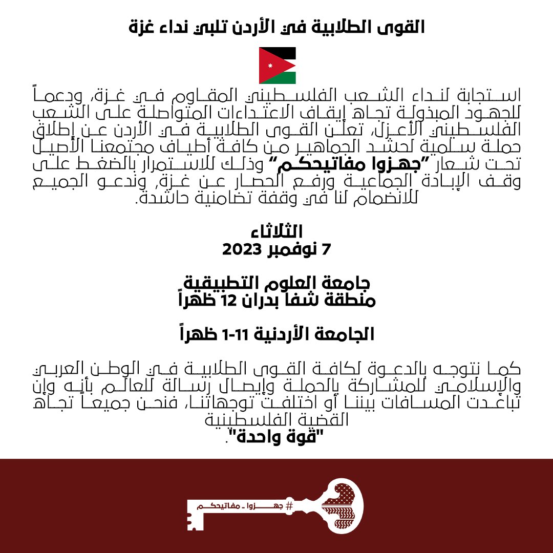 meftaah1948's tweet photo. #جهزوا_مفاتيحكم
#جهزوا_مفاتيحكم_الأردن 

٧ نوفمبر ٢٠٢٣ https://t.co/bGYW2OAvgf