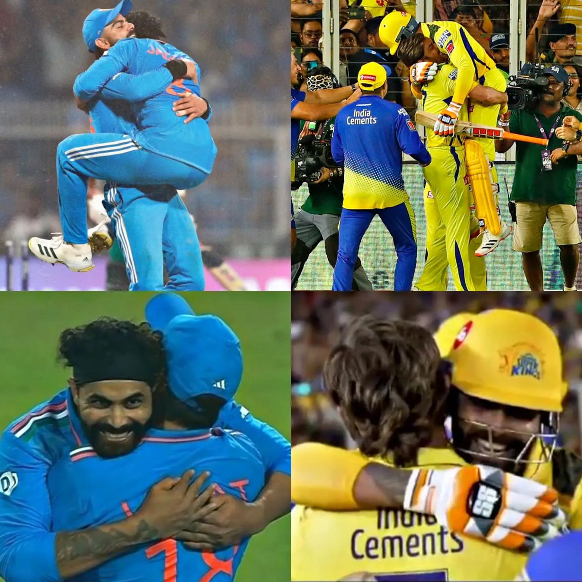imDhoni_fc's tweet photo. Sir Jadeja Getting this Special Hugs, 𝗪𝗲 𝗵𝗮𝘃𝗲 𝘀𝗲𝗲𝗻 𝘁𝗵𝗶𝘀 𝗯𝗲𝗳𝗼𝗿𝗲 !! 🫶🥹

#MSDhoni | #WhistlePodu | #ViratKohli
📸 via BCCI https://t.co/rTkT4NoBs4