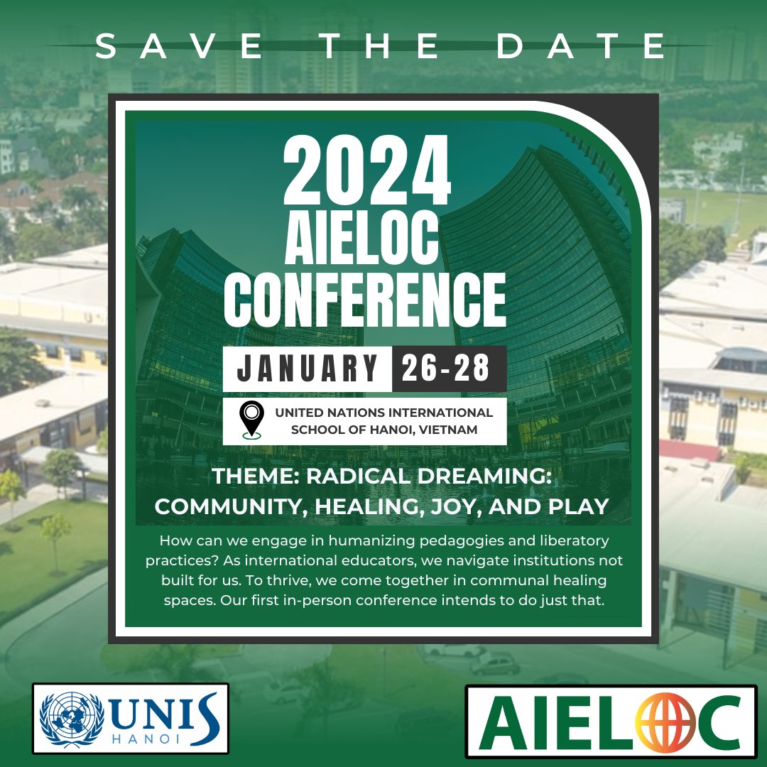 Calling all International Educators and Leaders of Colour! We are thrilled to announce that registration for the next AIELOC conference is now OPEN! Join us in 2024 as we explore: 'Radical Dreaming: Community, Healing, Joy, and Play'. Sign up here - buff.ly/3QvxPZf