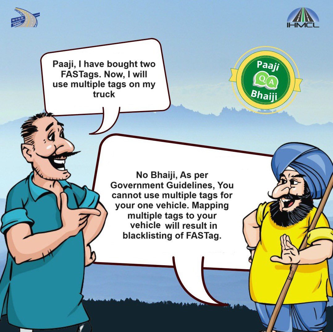 When it comes to FASTag, there’s nothing better than learning from friends! 

#fastag #livewithfastag #NationalHighwaysAuthorityOfIndia