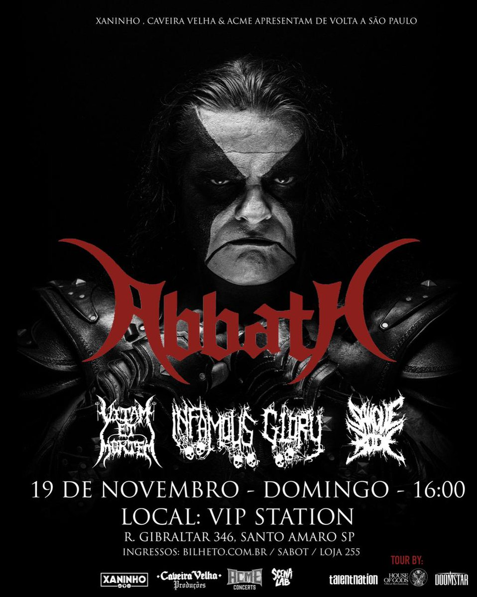 InfamousGloryDM's tweet photo. @InfamousGloryDM dia 19.NOV.2023 em São Paulo com Abbbath, @VITAMETMORTEM e Sangue de Bode https://t.co/TfSnaodKs7