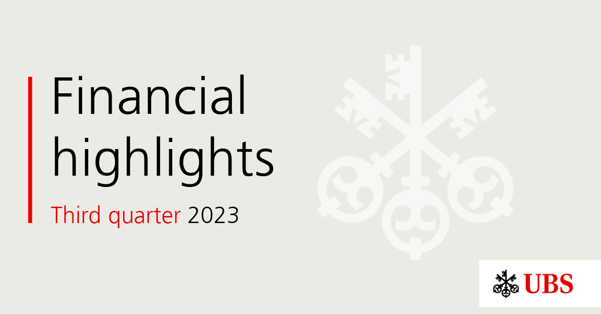 UBSschweiz's tweet photo. UBS berichtet heute über die Ergebnisse des dritten Quartals 2023. Lesen Sie unsere Medienmitteilung hier ⏬