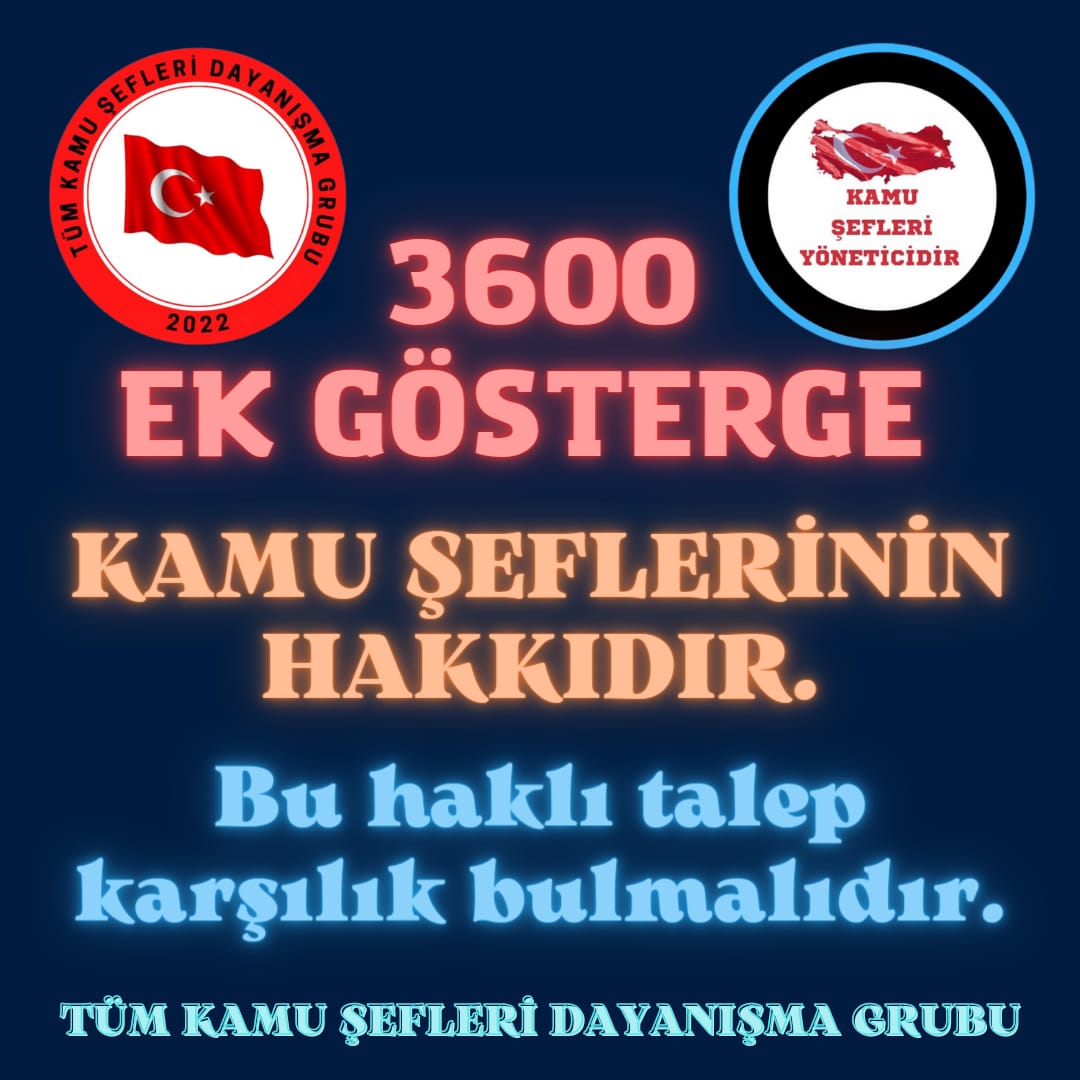 3600 ek gösterge dışında bırakılan tek yönetici olan #TümKamuŞefleri nin mağduriyeti devam ediyor. Adaletin sağlanması ve kamuda çalışma barışının sağlanması için Şefler ayrım yapılmadan 3600 kapsamına alınmalıdır. <a href="/RTErdogan/">Recep Tayyip Erdoğan</a> <a href="/isikhanvedat/">Prof. Dr. Vedat Işıkhan</a> <a href="/memetsimsek/">Mehmet Simsek</a> <a href="/csgbakanligi/">T.C. Çalışma ve Sosyal Güvenlik Bakanlığı</a> <a href="/HMBakanligi/">T.C. Hazine ve Maliye Bakanlığı</a>