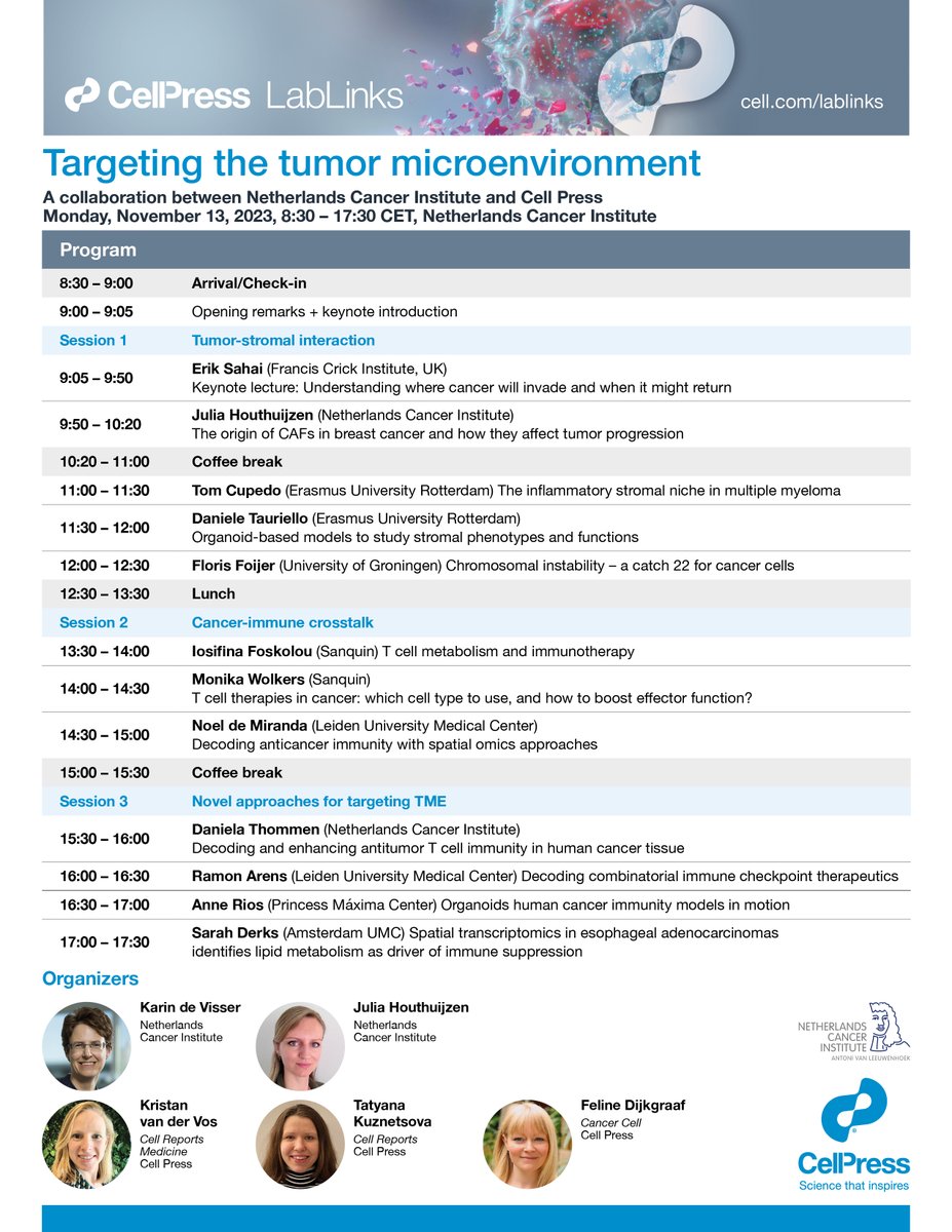This is happening next week! Register today and join our free one-day symposium on the #tumormicroenvironment hubs.li/Q0280dmj0