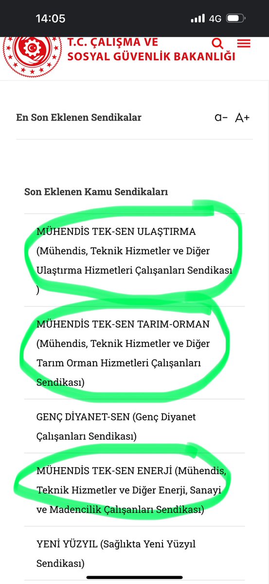 Mühendis Tek Sen Tarım Orman ve 
Mühendis Tek Sen Ulaştırma tüzüğü Çalışma ve Sosyal Güvenlik Bakanlığı sayfasında yayımlandı. Gerekli yazışmalar yapıldıktan sonra üye alımı başlayacaktır.
Hayırlı olsun hepimize🙏🧿
#MuhTekTarımOrman