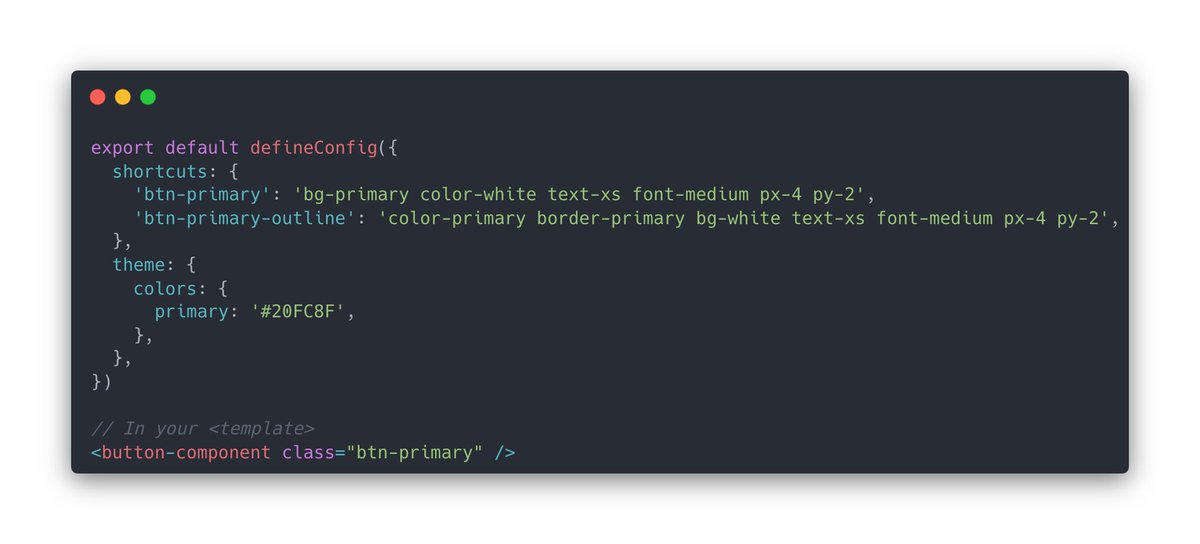 flafi_code's tweet image. Creating your own design system has never been easier. Can't highly recommend @antfu7's unocss.dev enough!
Just look at how simple it is.
PS. It has full @tailwindcss support